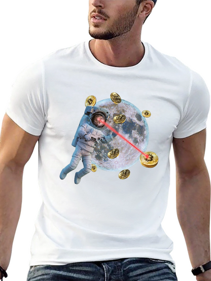 Astronaut Cat Bitcoin Laser Eyes Black T-Shirt