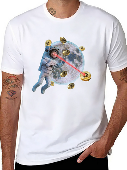 Astronaut Cat Bitcoin Laser Eyes Black T-Shirt