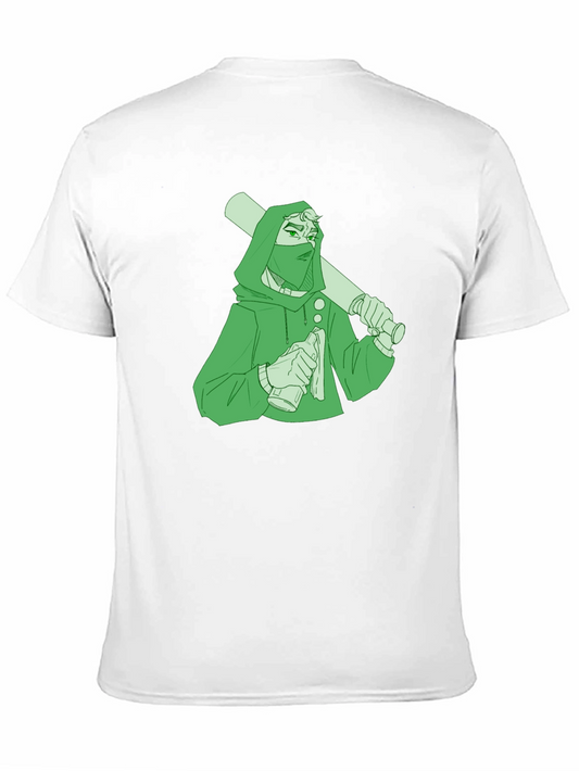 Graphic T-Shirt: Hooded Character with Baseball Bat