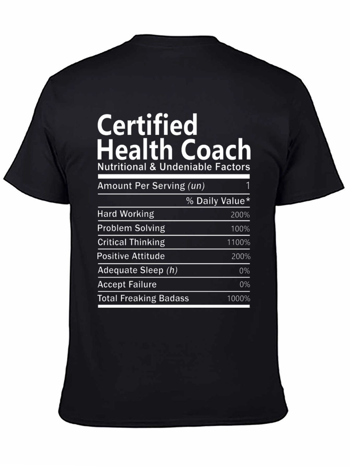 Certified Health Coach Nutrition Facts T-Shirt