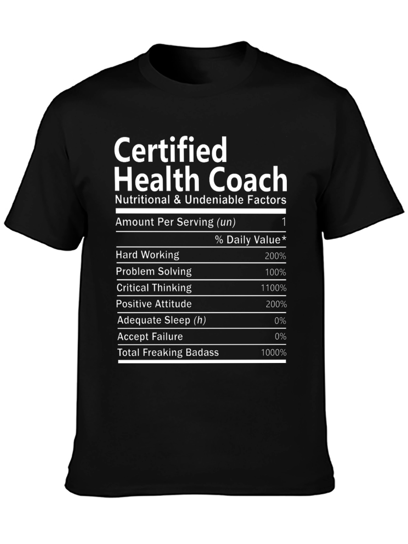 Certified Health Coach Nutrition Facts T-Shirt
