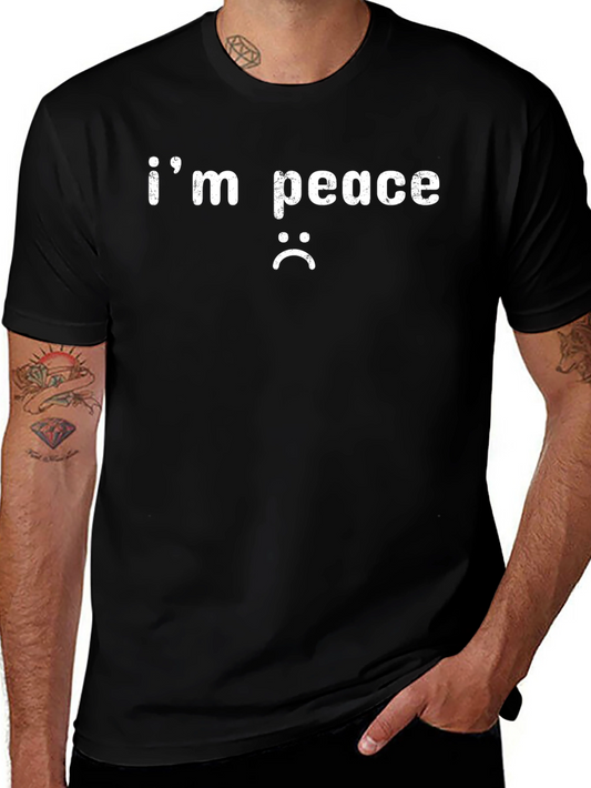 Im Peace Unhappy Face Black T-Shirt