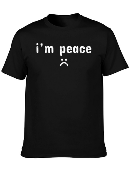 Im Peace Unhappy Face Black T-Shirt