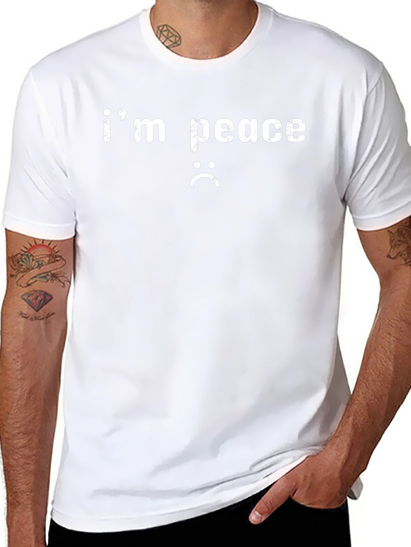 Im Peace Unhappy Face Black T-Shirt