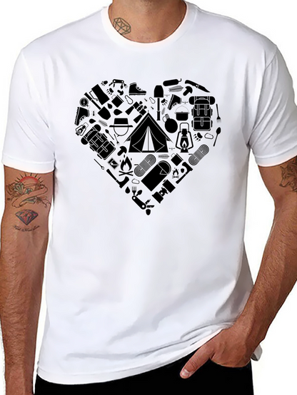 Camping Heart Graphic T-Shirt - Outdoor Adventure Tee