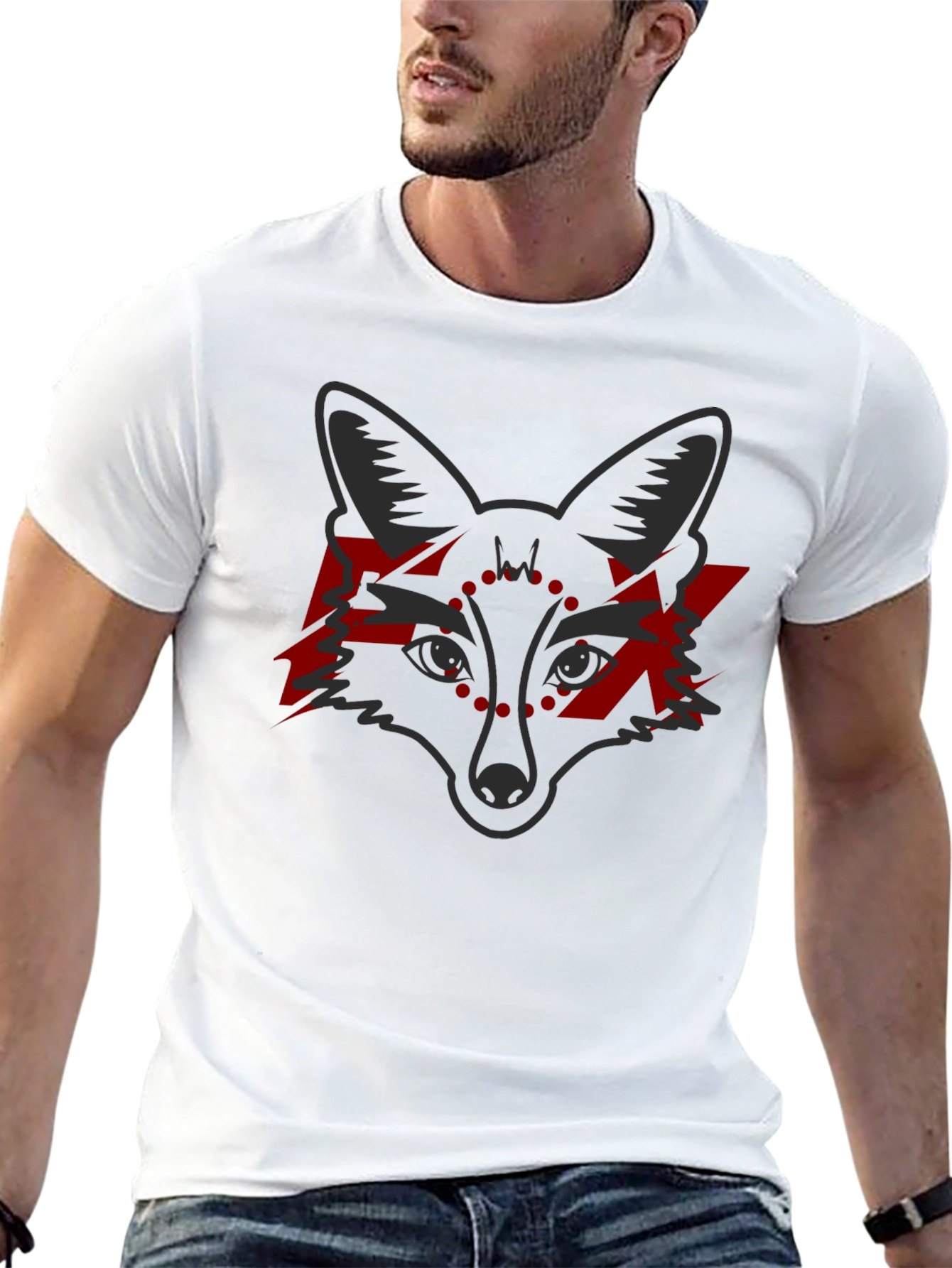 Fox Graphic Tee - Edgy Red Lightning Design