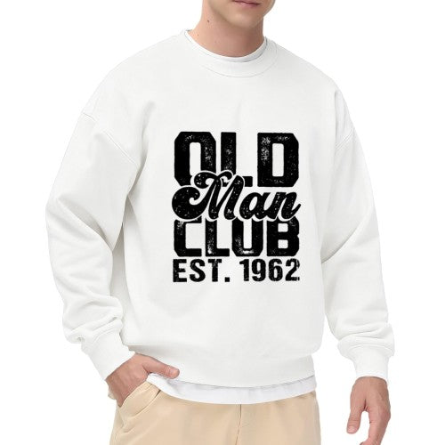 Crewneck Sweatshirt "Old Man Club Est. 1962" Graphic - Oversized Casual Long-Sleeve Pullover, Retro Humor Statement Top for Men