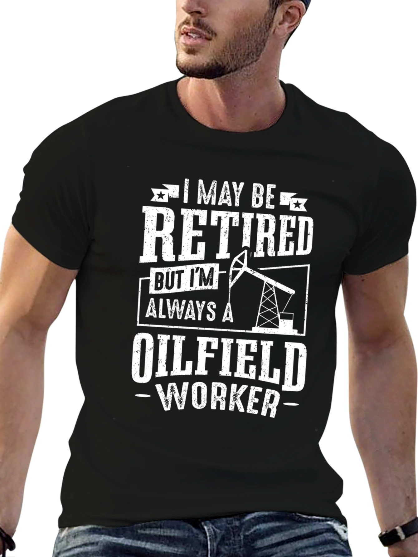 Retired Oilfield Worker T-Shirt - Black