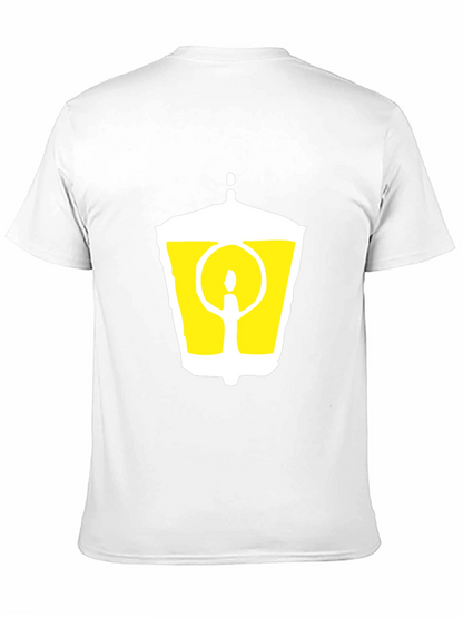 Black T-Shirt with Graphic Lantern Design