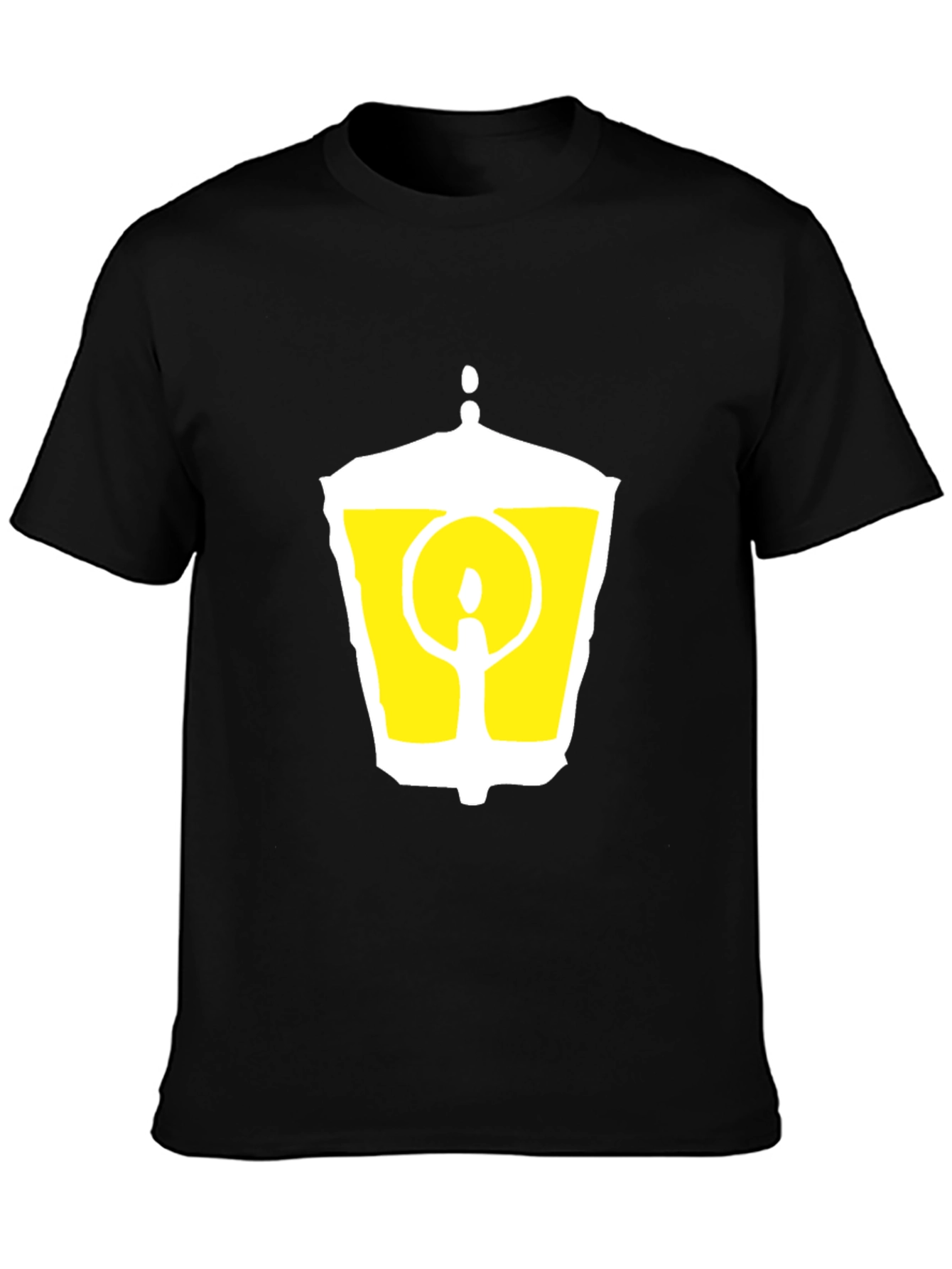 Black T-Shirt with Graphic Lantern Design