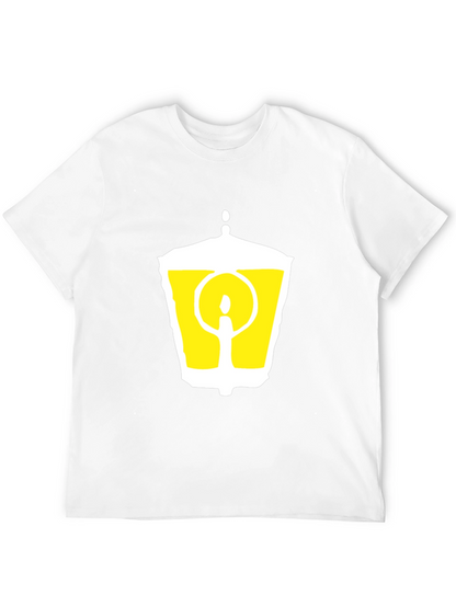 Black T-Shirt with Graphic Lantern Design