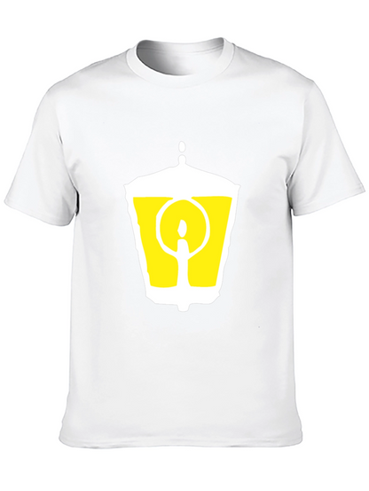 Black T-Shirt with Graphic Lantern Design