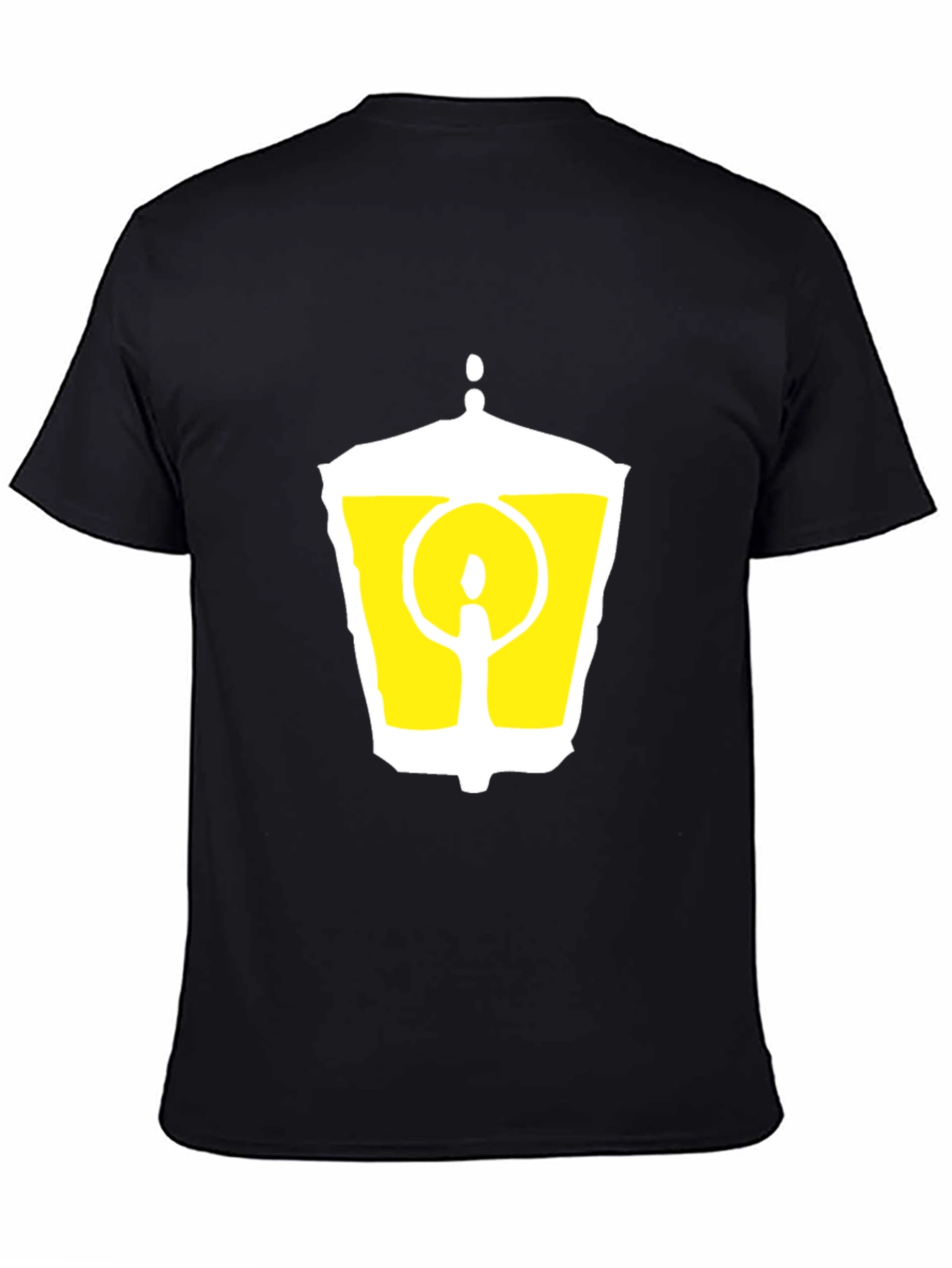 Black T-Shirt with Graphic Lantern Design