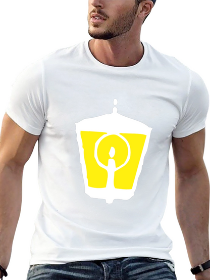 Black T-Shirt with Graphic Lantern Design