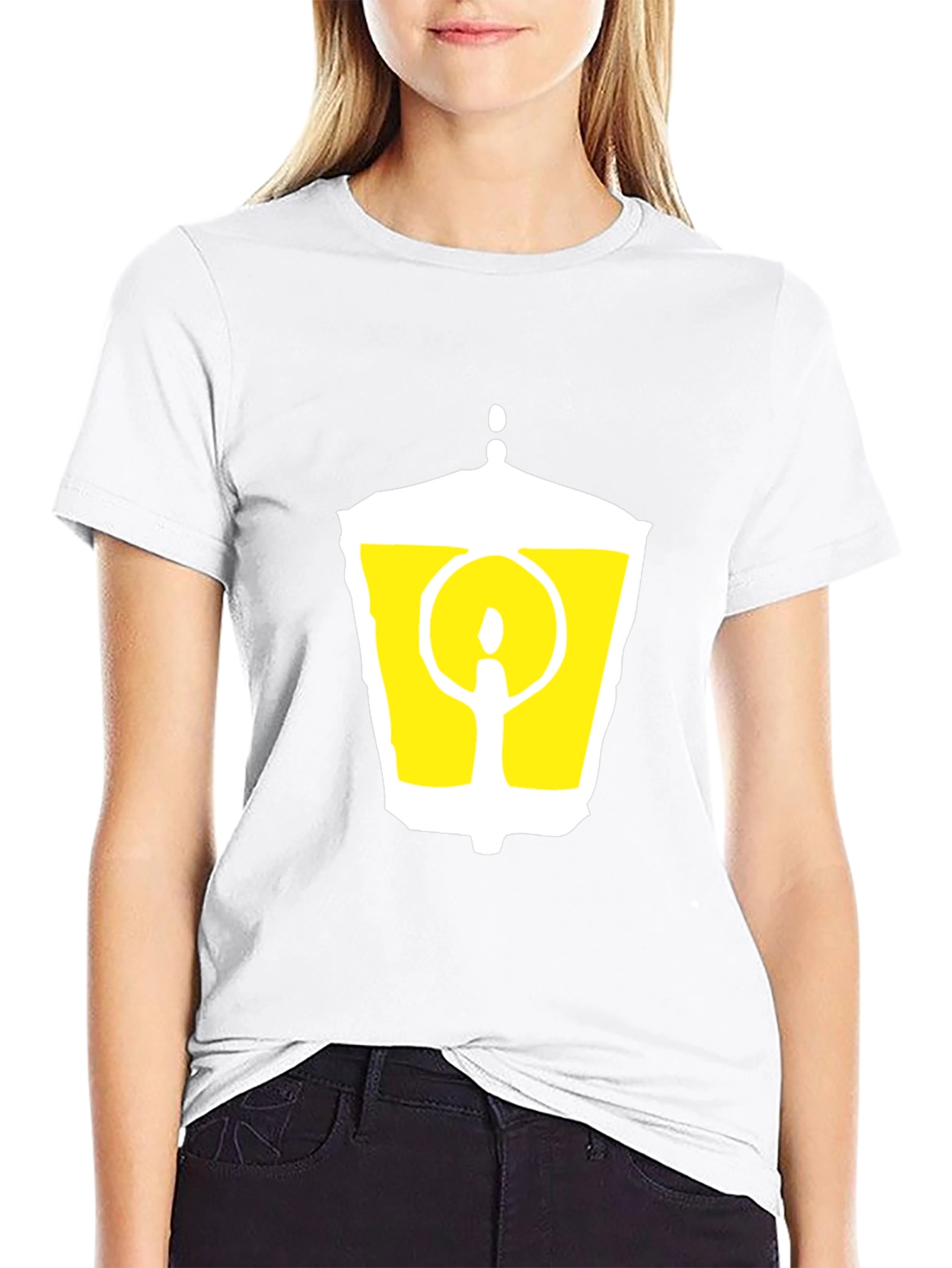Black T-Shirt with Graphic Lantern Design