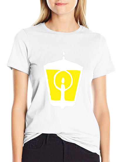 Black T-Shirt with Graphic Lantern Design