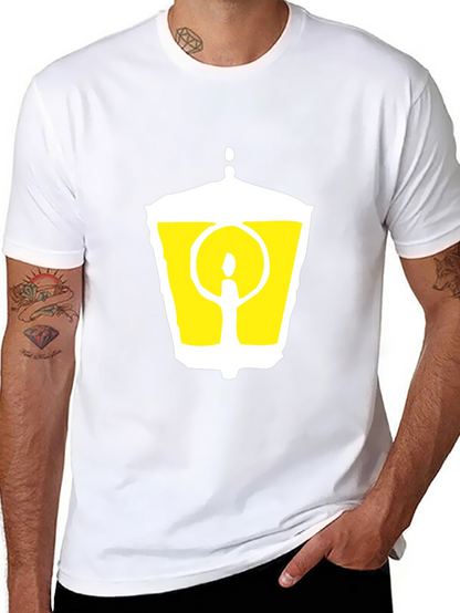 Black T-Shirt with Graphic Lantern Design