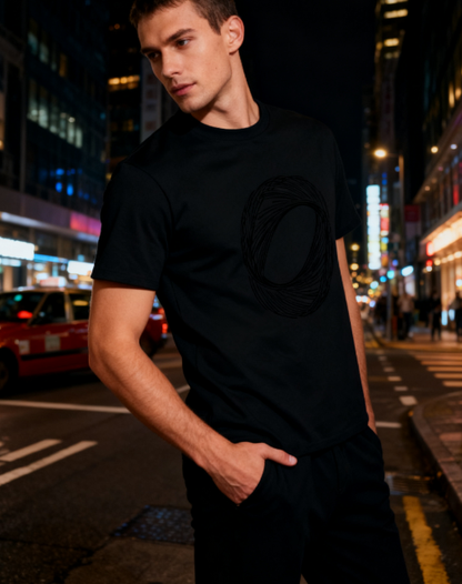 Abstract Circular Lines Art Graphic T-Shirt - 100% Cotton, Versatile for Diverse Occasions