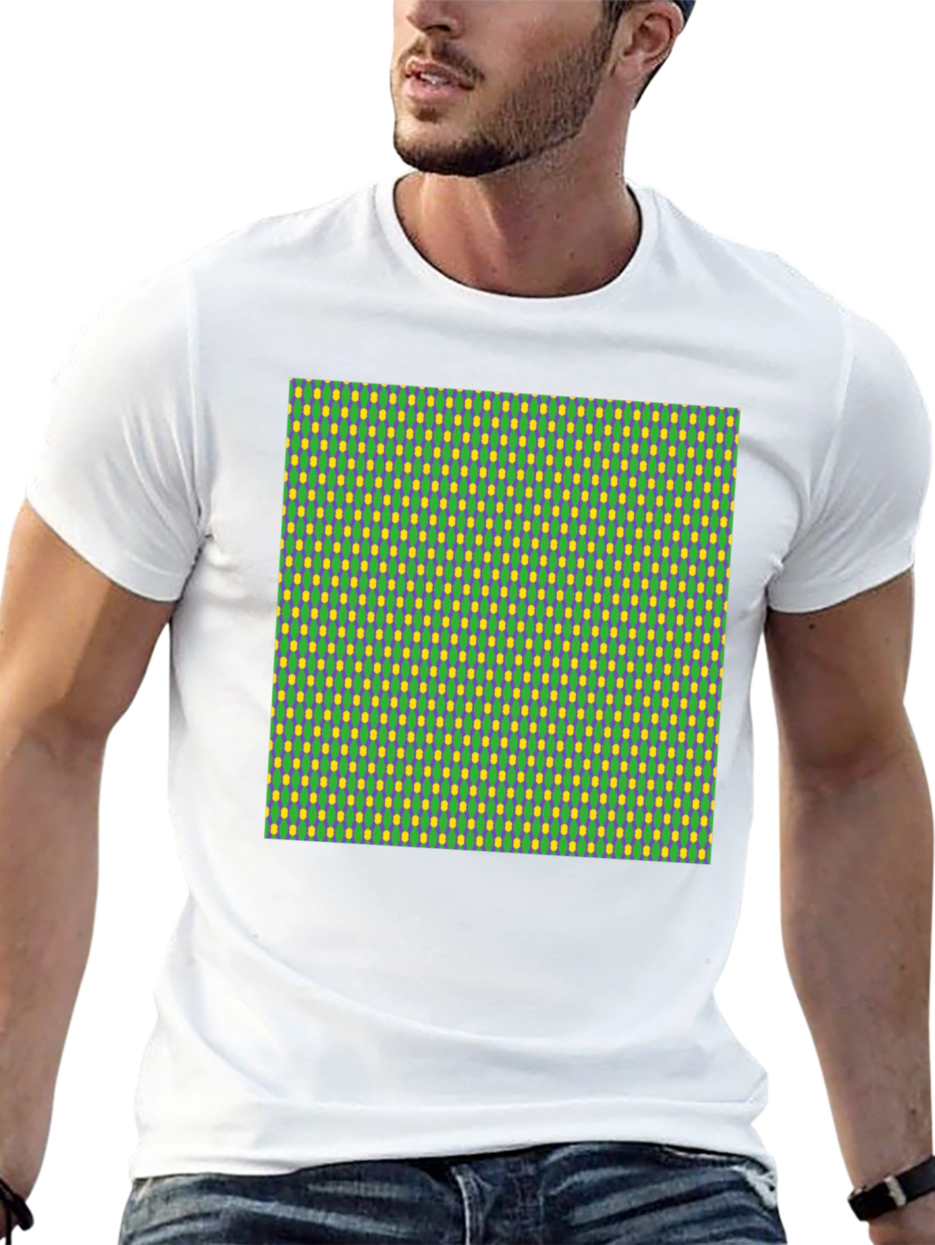 Green and Yellow Patterned T-Shirt