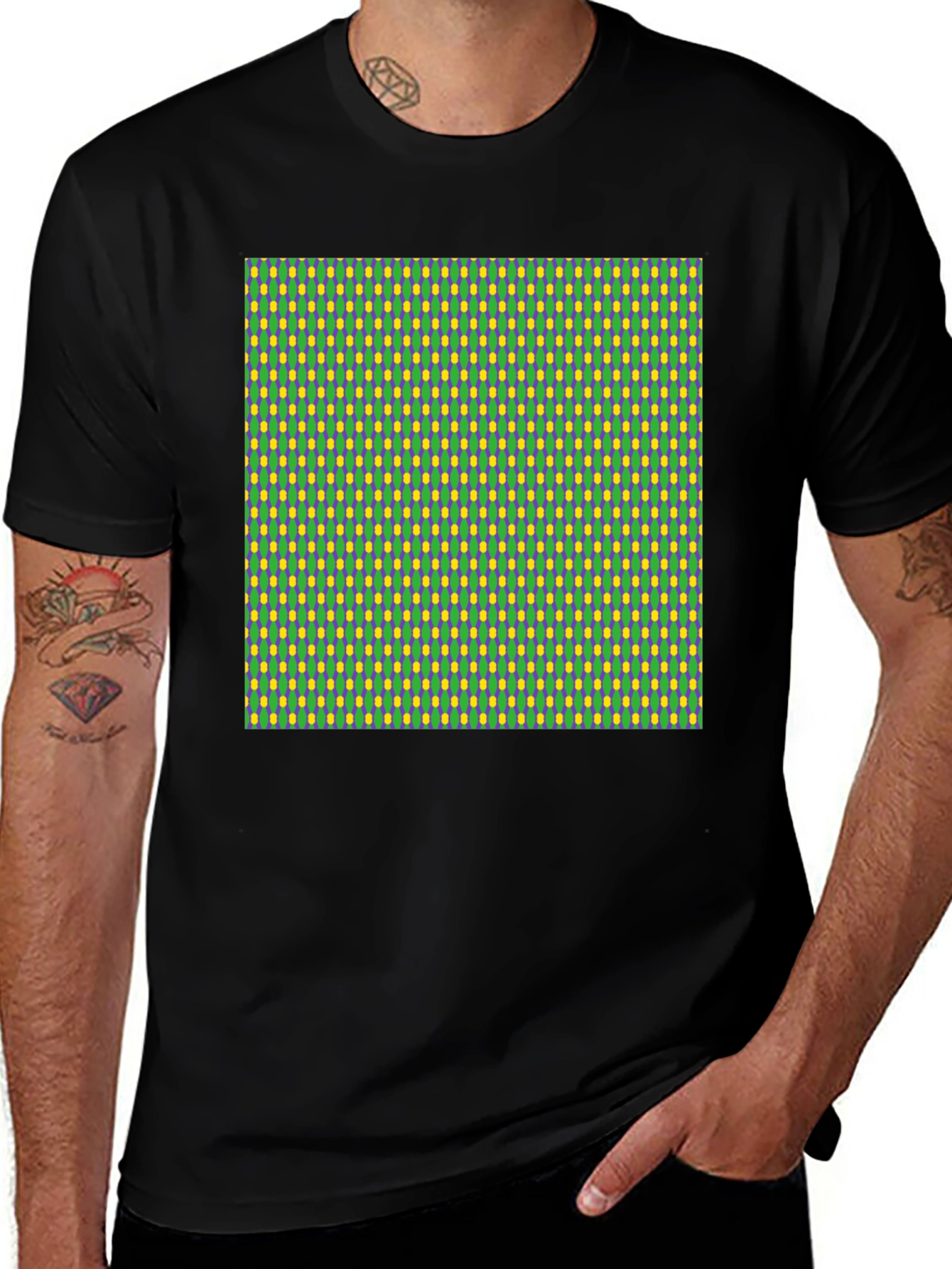 Green and Yellow Patterned T-Shirt