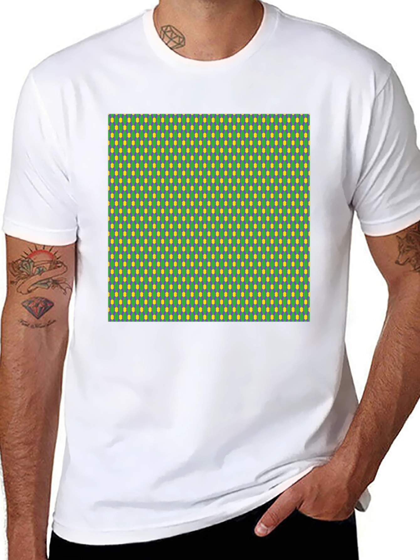Green and Yellow Patterned T-Shirt