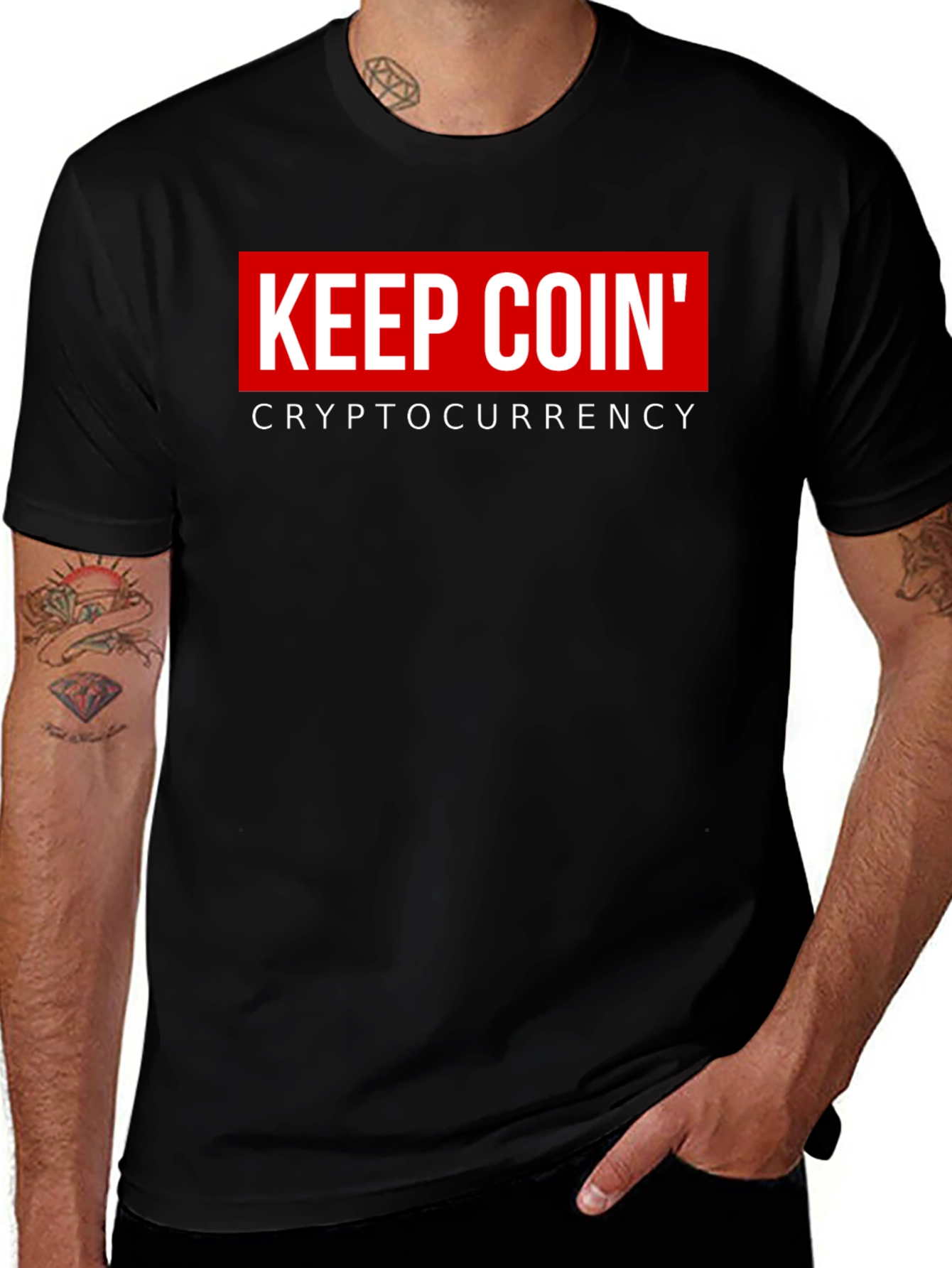 Keep Coin Cryptocurrency Black Graphic T-Shirt