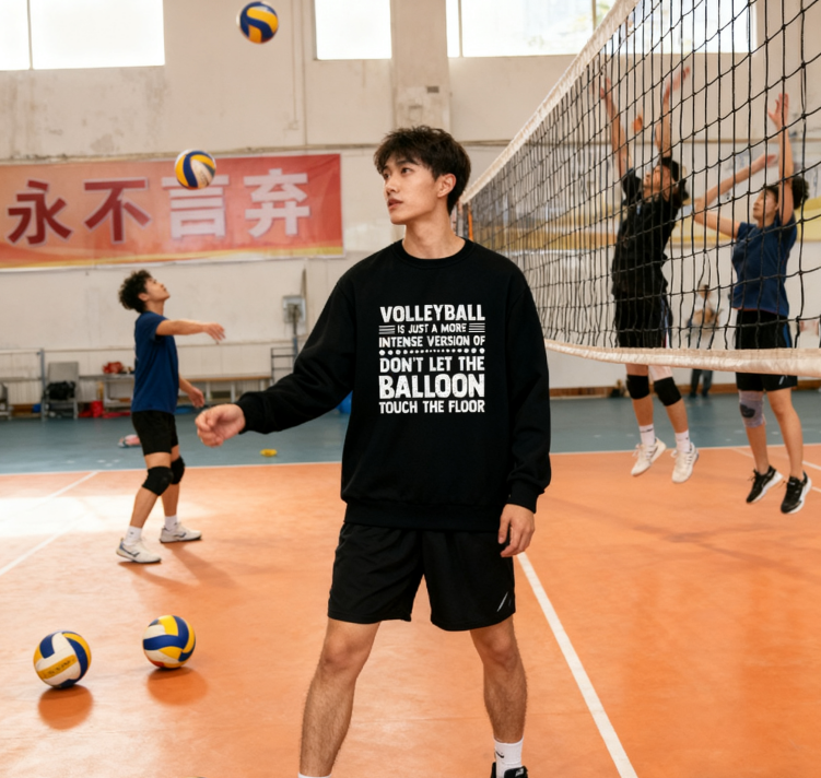 "Volleyball Is Just Intense Balloon Game" Humor Crewneck Sweatshirt
