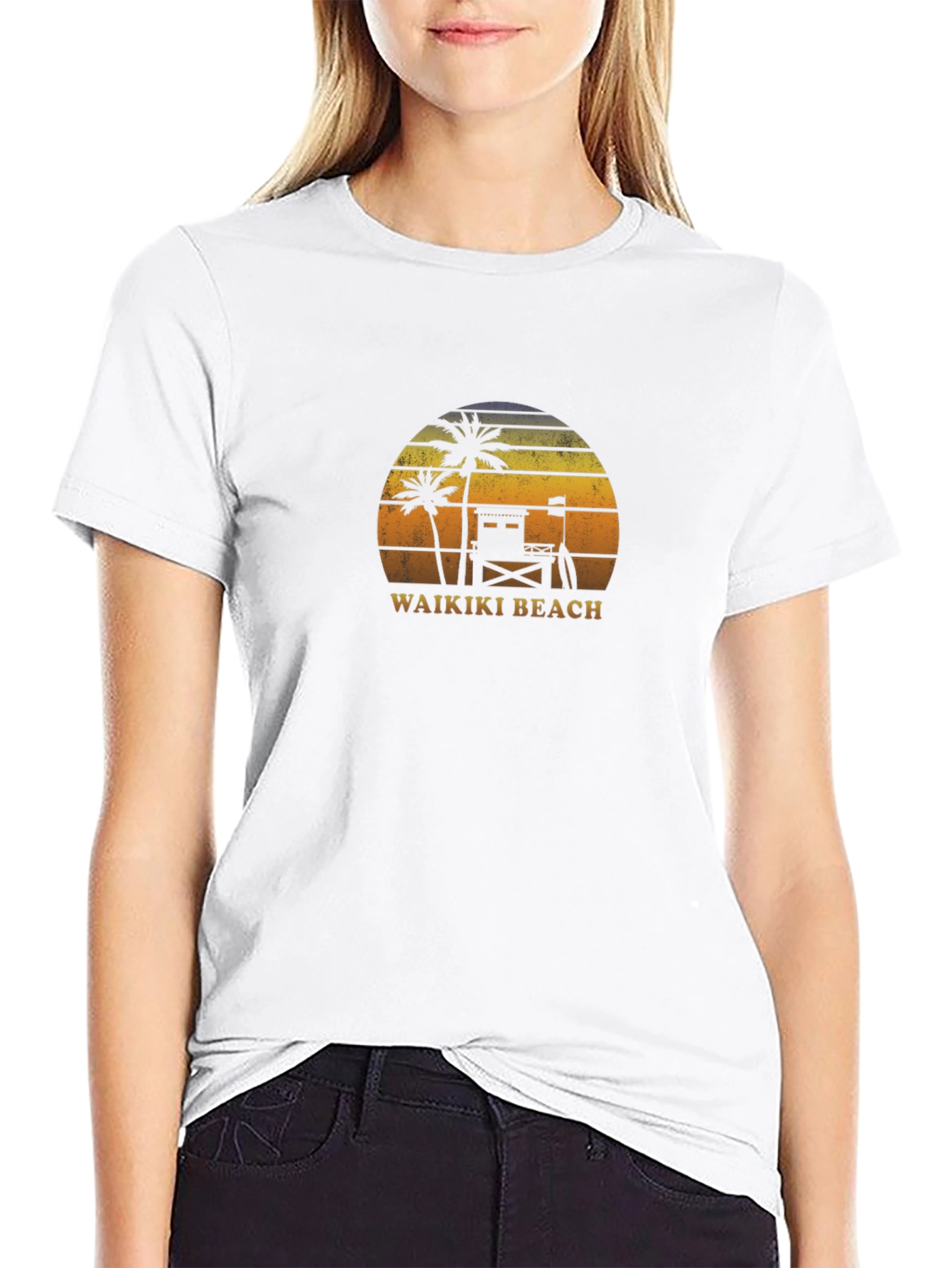 Waikiki Beach Sunset Graphic T-Shirt