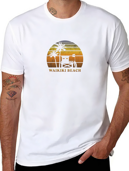 Waikiki Beach Sunset Graphic T-Shirt