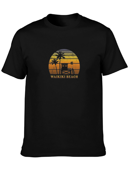 Waikiki Beach Sunset Graphic T-Shirt