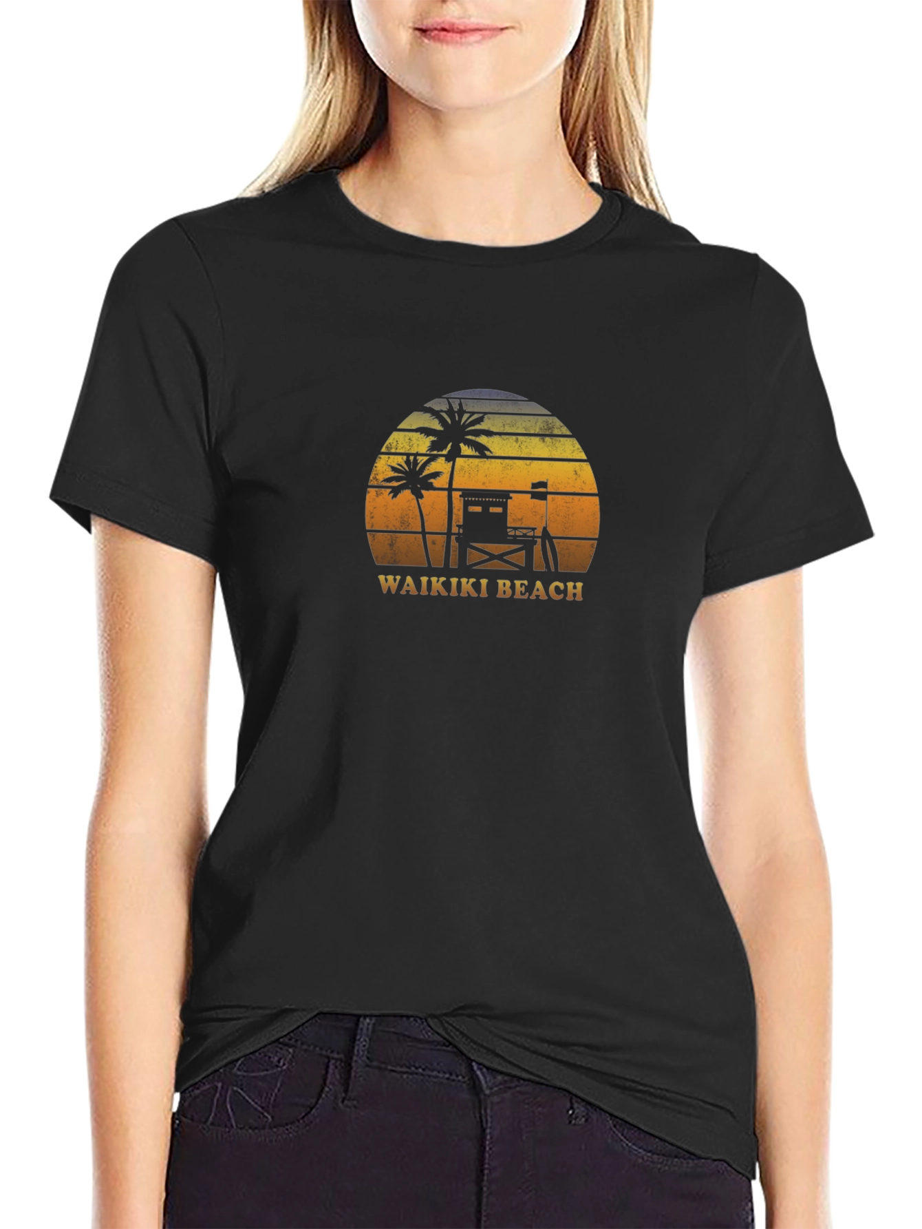 Waikiki Beach Sunset Graphic T-Shirt
