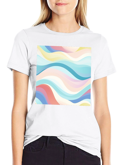 Retro Wave Print Black T-Shirt - Casual Style
