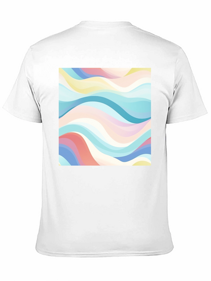 Retro Wave Print Black T-Shirt - Casual Style