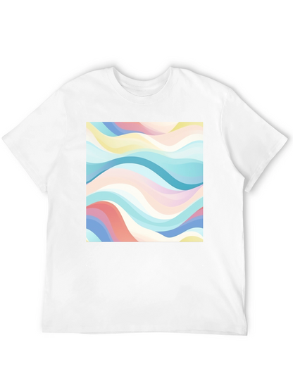 Retro Wave Print Black T-Shirt - Casual Style