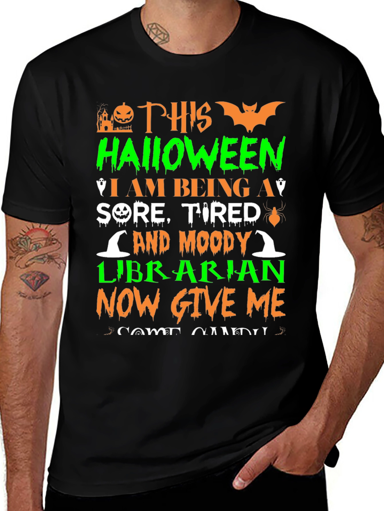 Halloween Librarian T-Shirt - Sore Tired & Moody!