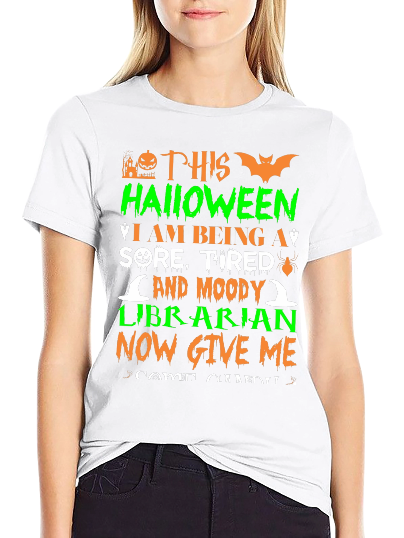 Halloween Librarian T-Shirt - Sore Tired & Moody!