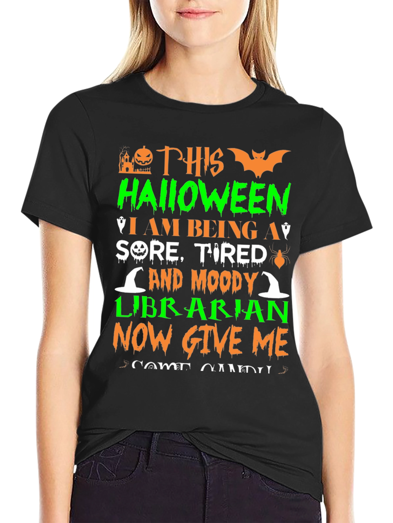 Halloween Librarian T-Shirt - Sore Tired & Moody!