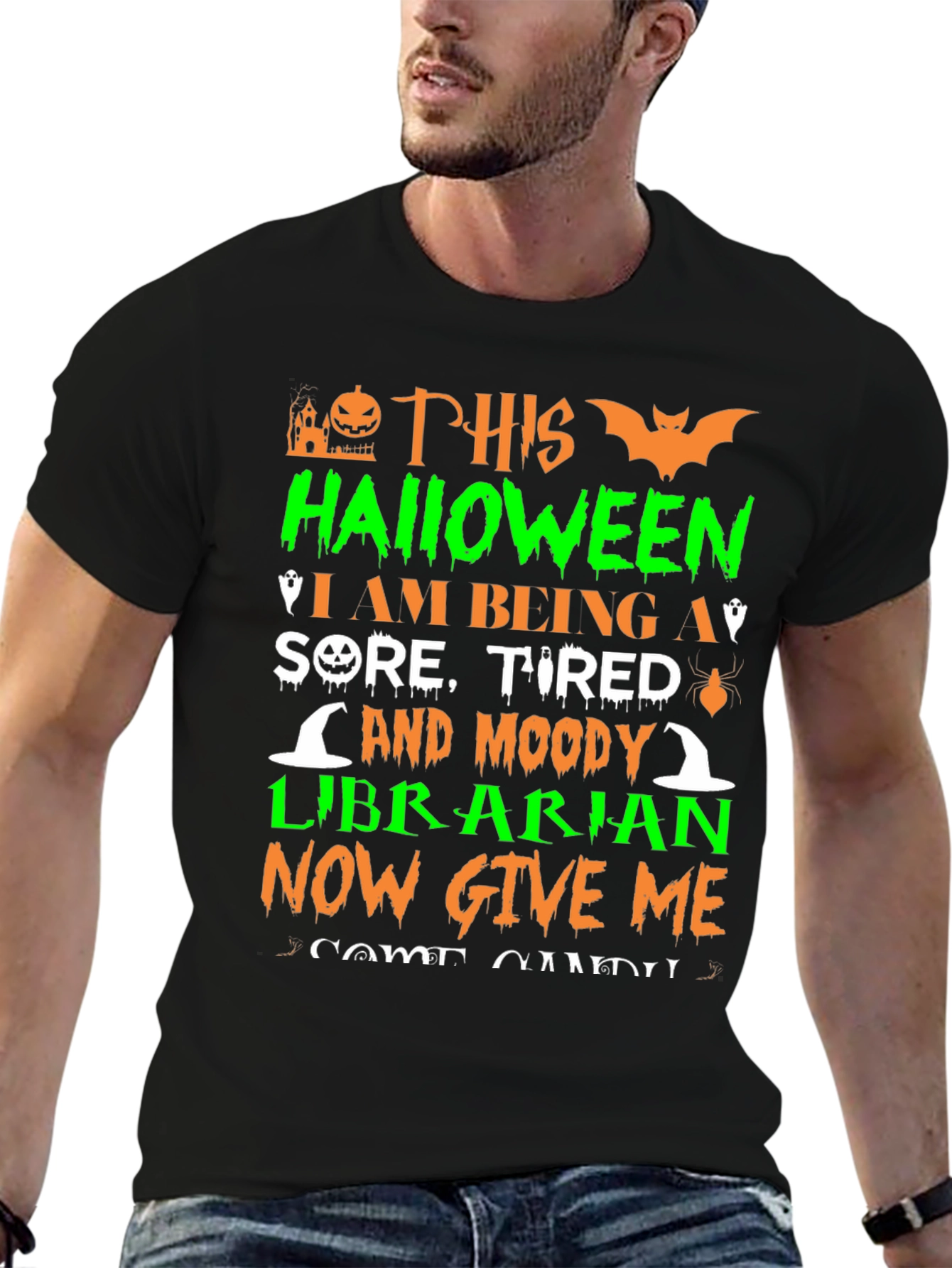 Halloween Librarian T-Shirt - Sore Tired & Moody!