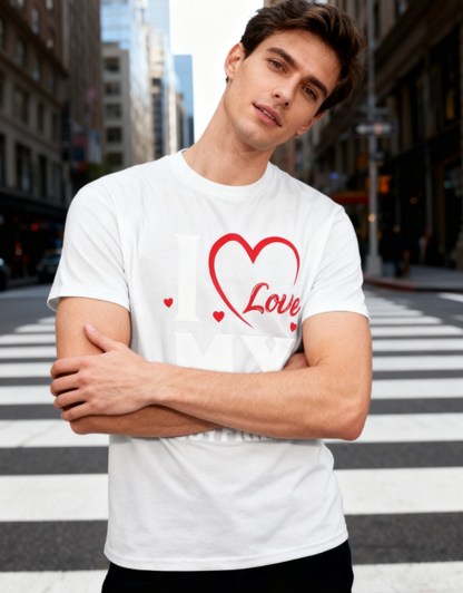 I Love My Boyfriend Heart T-Shirt - 100% Cotton, Romantic Casual Tee for Couples & Daily Occasions