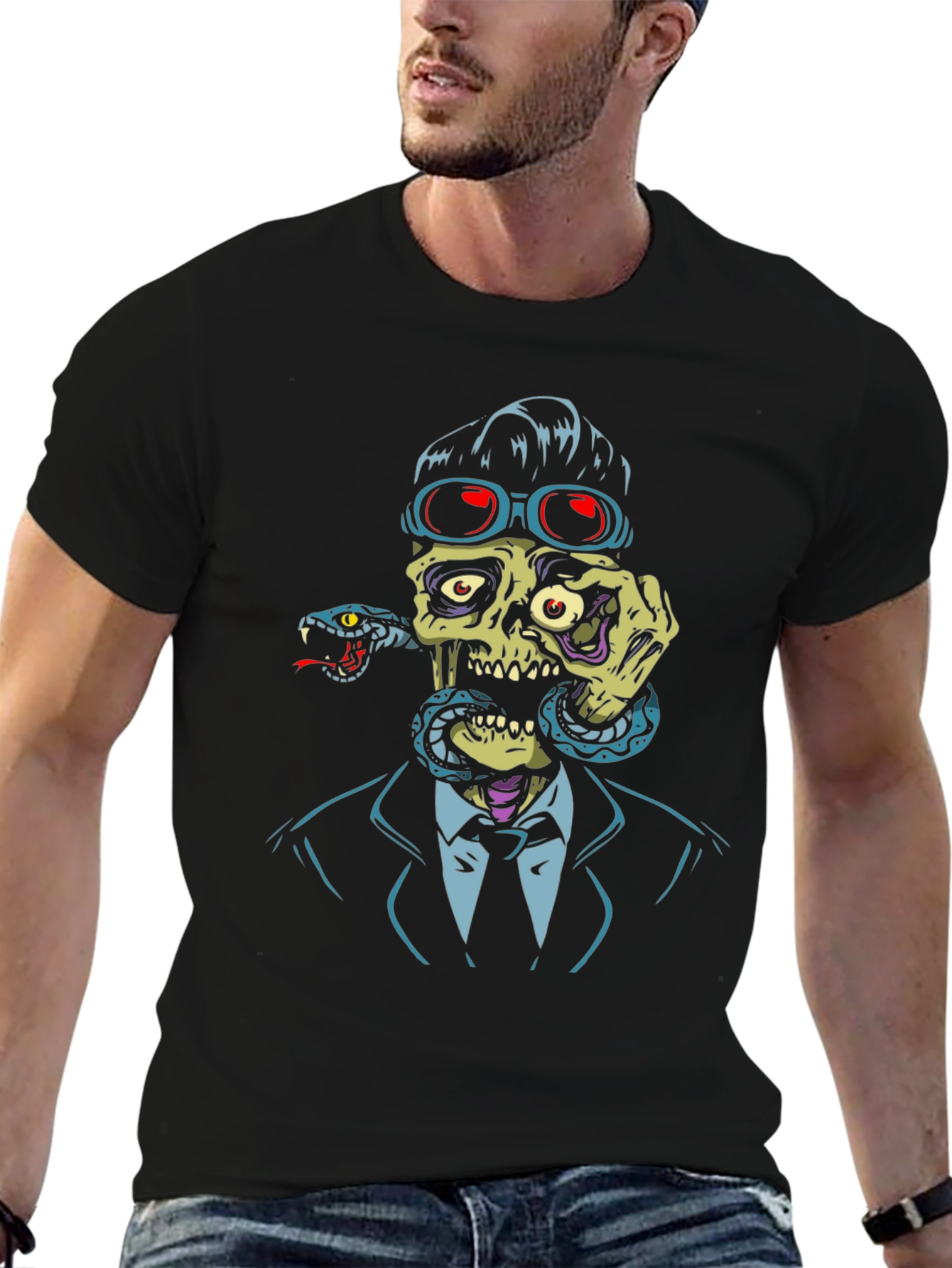 Skull & Snake Graphic T-Shirt