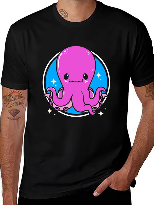 Cute Octopus Graphic Tee - Black Unisex T-Shirt