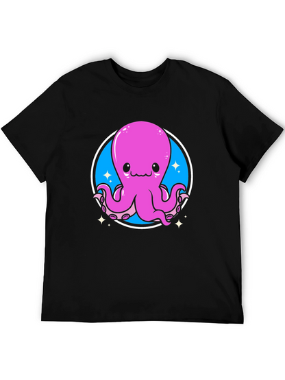 Cute Octopus Graphic Tee - Black Unisex T-Shirt