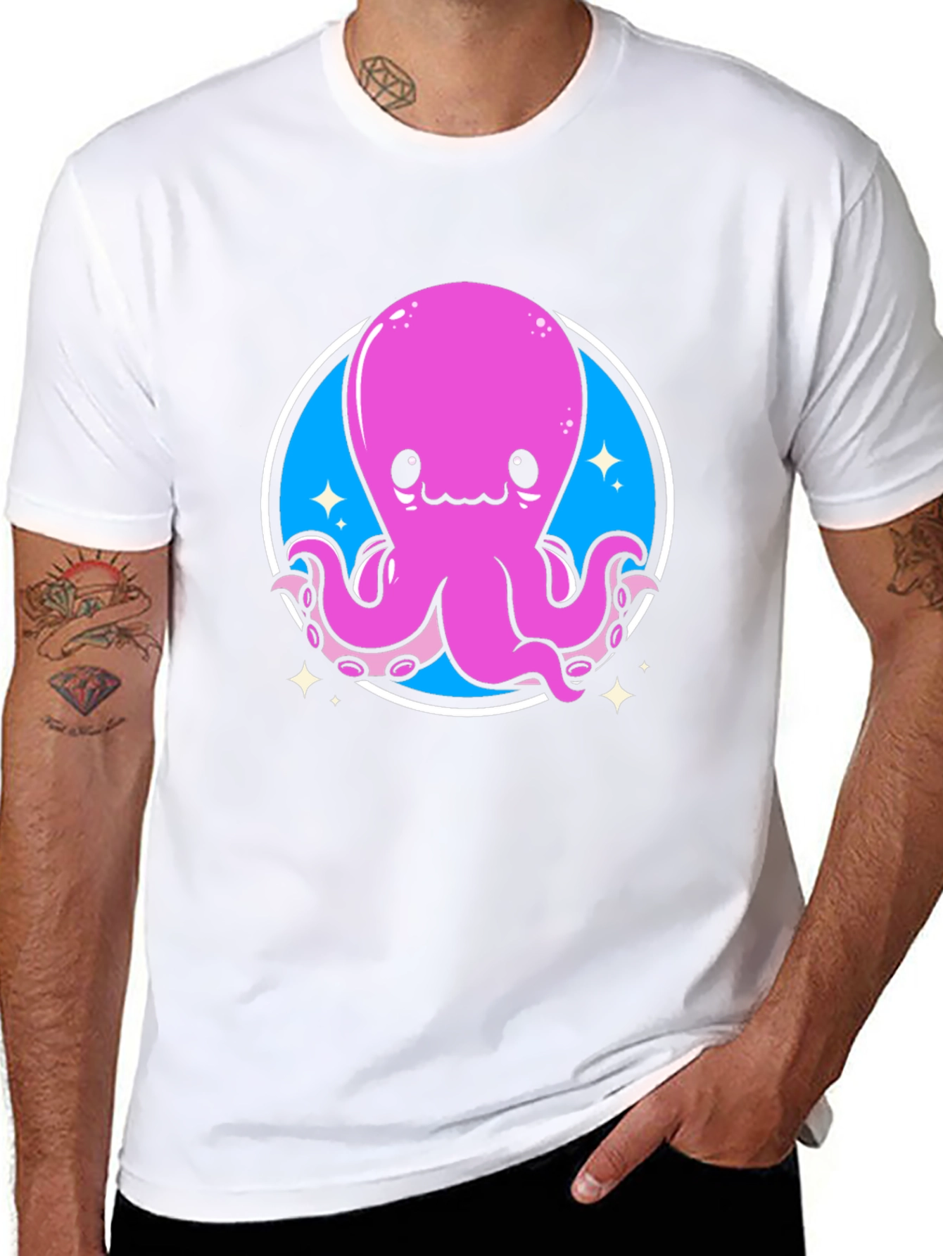 Cute Octopus Graphic Tee - Black Unisex T-Shirt