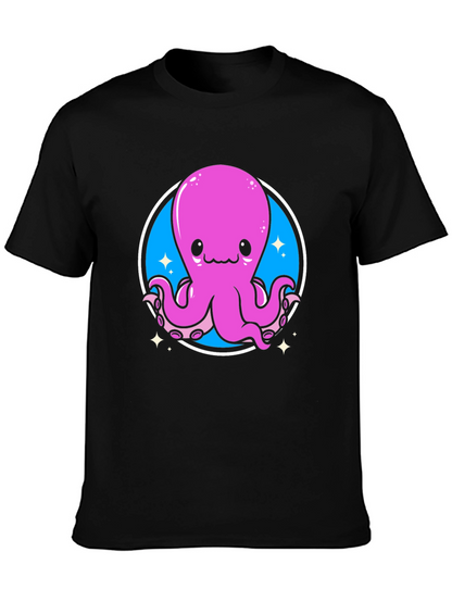 Cute Octopus Graphic Tee - Black Unisex T-Shirt