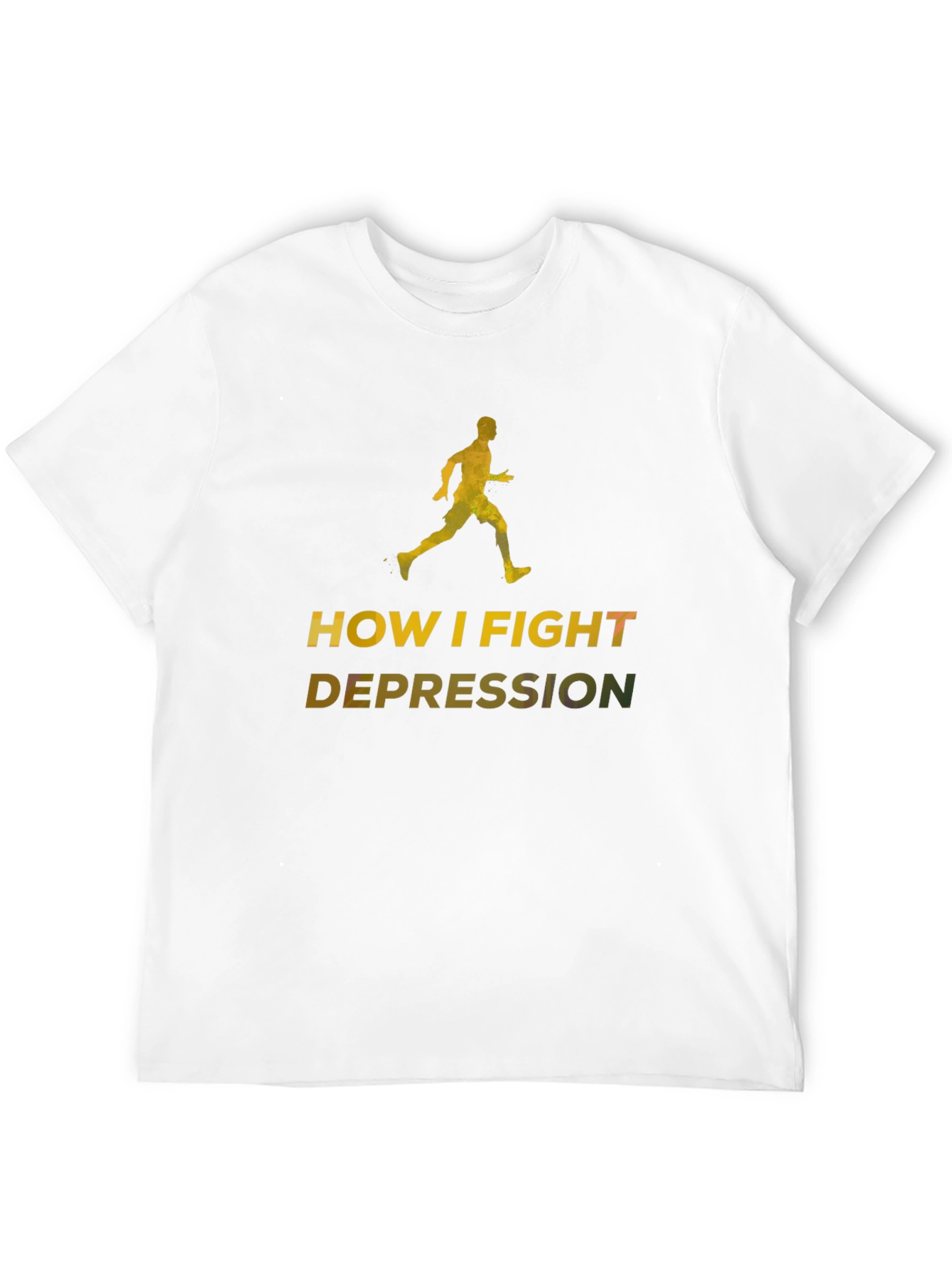 Fight Depression Black T-Shirt Running Graphic