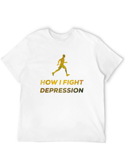 Fight Depression Black T-Shirt Running Graphic