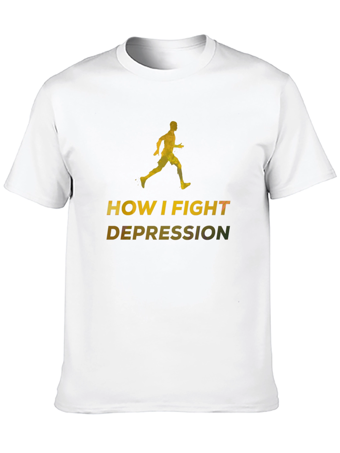 Fight Depression Black T-Shirt Running Graphic