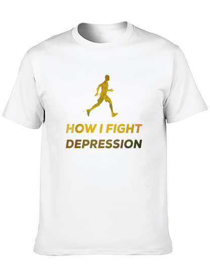 Fight Depression Black T-Shirt Running Graphic