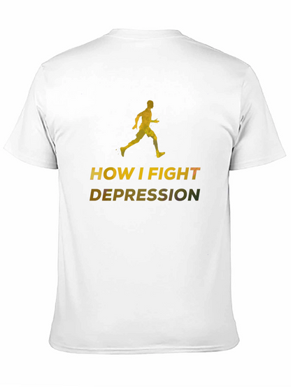 Fight Depression Black T-Shirt Running Graphic