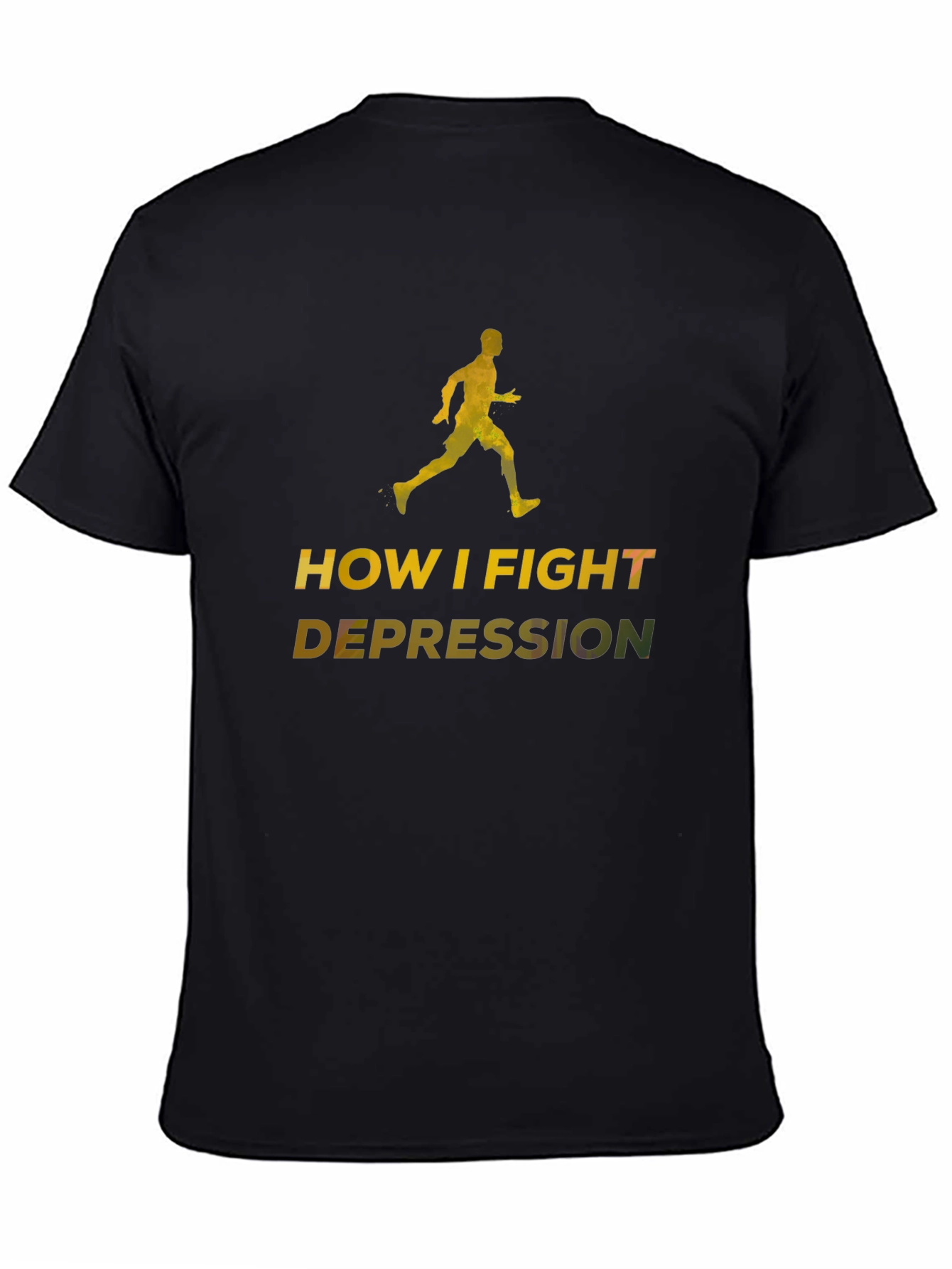Fight Depression Black T-Shirt Running Graphic